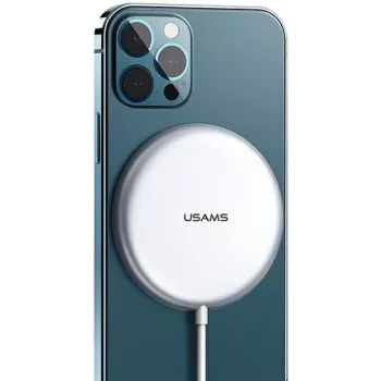 Chargeur sans fil magnétique USAMS US-CD160 15W aluminium argent pour iPhone 12/13/14/15 série