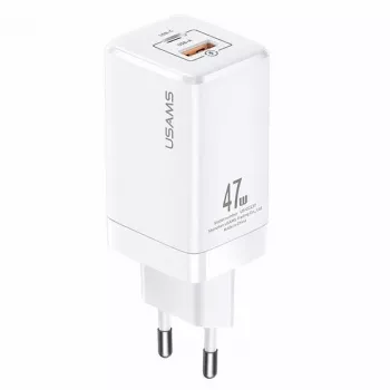 Chargeur rapide USAMS T41 GaN 47W USB-C + USB-A (blanc) CC137TC02