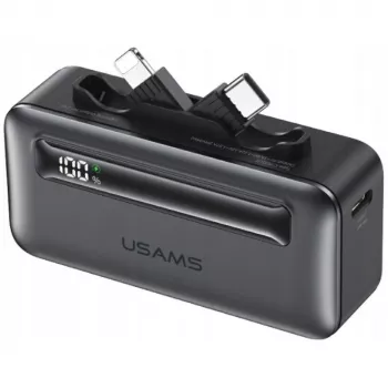 Batterie externe USAMS XB-Series CD233 5000mAh PD 20W avec câble USB-C / Lightning argent