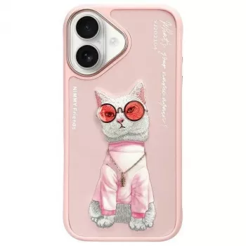 Coque Nimmy pour Apple iPhone 16 6,1 pouces Pink Glasses Cool Cat