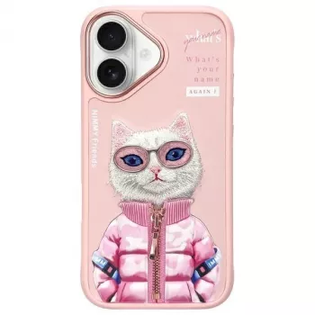 Nimmy Cool&Cute 2.0 Cat étui arrière pour Apple iPhone 16 6,1 pouces rose