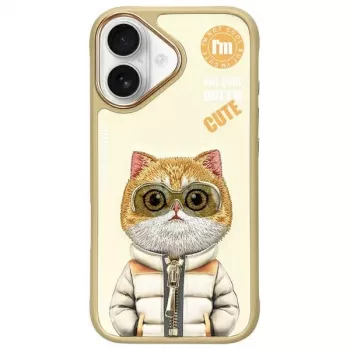 Nimmy étui pour iPhone 16 6,1 pouces Khaki Cool&Cute 2.0 Cat
