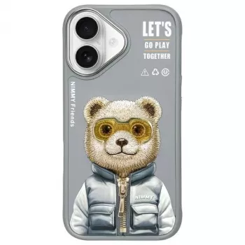 Nimmy Cool&Cute 2.0 Bear étui pour Apple iPhone 16 6,1 pouces gris