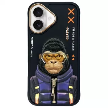 Nimmy Cool&Cute 2.0 Monkey étui arrière pour Apple iPhone 16 6,1 pouces - noir