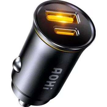 AOHi Superauto Chargeur secteur PD 65W GaN 1x USB-C 1x USB-A Noir