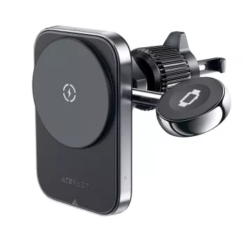 Support de voiture Acefast D18 avec chargeur sans fil MagSafe / Qi + câble USB-A vers USB-C - noir
