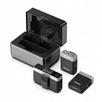 Système de micros-cravates sans fil Ulanzi AM-18 (2 émetteurs, 1 récepteur) avec stockage 8 Go, portée 100 m, 2,4 GHz