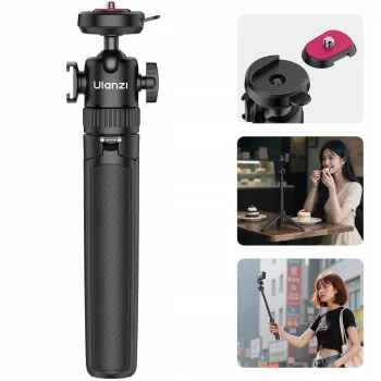 Bâton selfie trépied ULANZI MT90 2-en-1 avec fixation rapide pour smartphone et appareil photo, noir