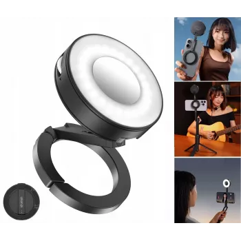 Lampe vidéo LED magnétique ULANZI ML05 avec miroir, compatible MagSafe, 2500K-9000K, 3W, noire