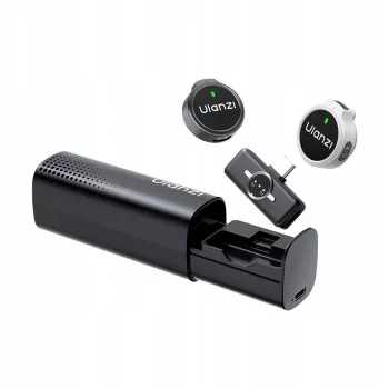 Système de microphones sans fil Ulanzi A21 2,4 GHz double micro-cravate à clip avec récepteur USB-C et boîtier de charge