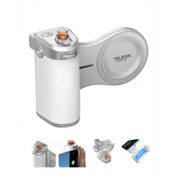 TELESIN MagSafe Pilot Poignée Bluetooth avec batterie 3200mAh pour iPhone - Blanc