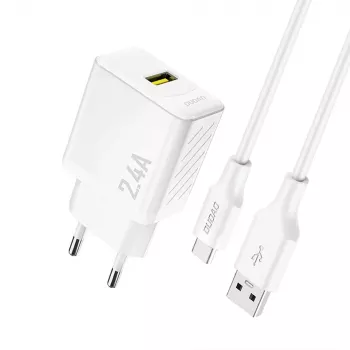 Dudao A23TEU 12W USB-A chargeur mural avec câble USB-A vers USB-C 1m, blanc
