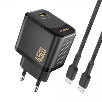 Dudao A28C 45W GaN chargeur mural avec câble USB-C - noir