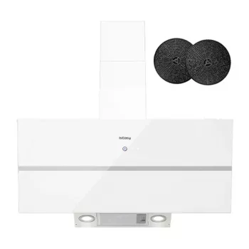ISEASY TV1390D4-CC-I2 hotte murale cheminée 90cm 750m³/h acier inoxydable verre noir