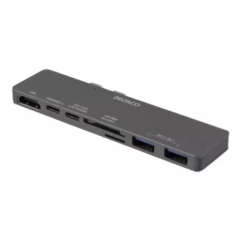 DELTACO USBC-1290 Station d'accueil Thunderbolt 3 - argent - 40 Gbit/s - 4K Ultra HD