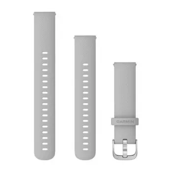 Bracelet de montre Garmin QuickFit 18 mm en silicone gris brume avec boucle argentée 010-12932-0C