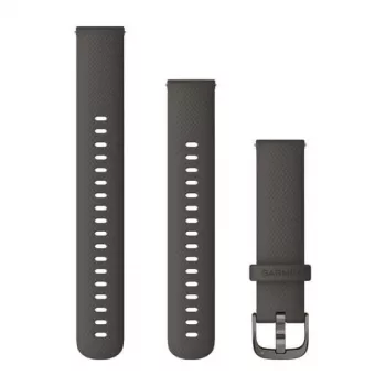 Bracelet de montre Garmin QuickFit 18 mm en silicone graphite avec surpiqûres gris ardoise 010-12932-0E