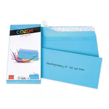 ELCO Color Envelope C5/6 (114 x 229 mm), without window, self-adhesive, 100 g/m², Blue, 25 pcs (74617.32)