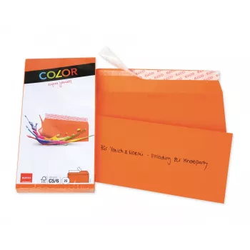 ELCO Color Envelope C5/6 (114 x 229 mm), without window, self-adhesive, 100 g/m², Orange, 25 pcs (74617.82)