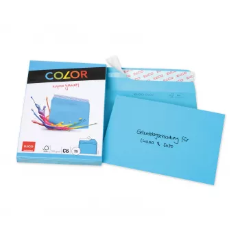 ELCO Color Envelope C6 (114 x 162 mm), without window, self-adhesive, 100 g/m², Blue, 25 pcs (74634.32)