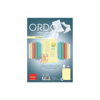 ELCO Ordo Transparent Organisation Folder A4, 220 x 310 mm, 80 g/m², Yellow, 10 pcs (73696.74)