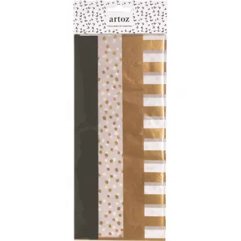 Papier de soie ARTOZ PAPIER rayures assorties cuivre/noir/blanc 50 x 70 cm (144500-77)