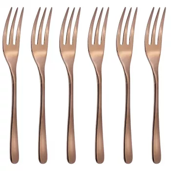 Sambonet Taste Set de 6 fourchettes à gâteau cuivre