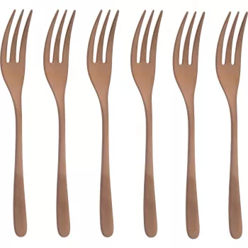 Sambonet Taste PVD Set de 6 fourchettes à gâteau - Noir acier inoxydable 18/10