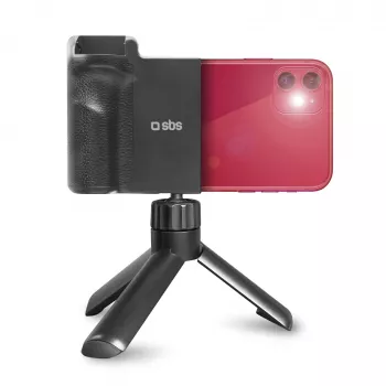 SBS Wireless Reflex Set kit de vlog pour smartphone BT avec mini-trépied, déclencheur Bluetooth et anneau lumineux LED, noir
