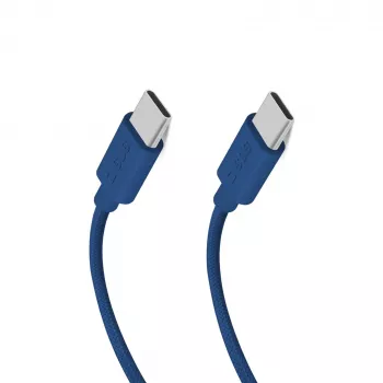 Câble USB-C vers USB-C SBS TECABLE TISSUE TCCB 1,5 m 60W tressé - bleu
