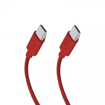 Câble USB-C vers USB-C SBS TECABLETISSUETCCR 1,5 m 60W tressé rouge