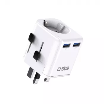 Adaptateur de voyage universel SBS EU 2xUSB-A blanc