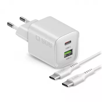 Chargeur USB-C STEP BY STEP SBS 30W 1C + 1A Blanc avec câble 1,5 m