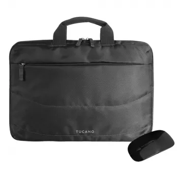 Kit sacoche pour ordinateur portable Tucano jusqu'à 14 pouces avec souris, noir