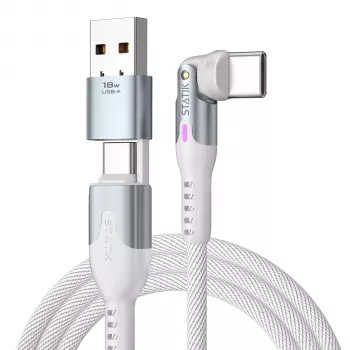 Câble USB-C 2-en-1 rotatif STATIK PowerPivot Pro blanc 2 m