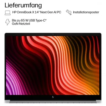 PC portable HP OmniBook X 14-ka0171ng 14,0 inch WUXGA OLED, Intel Core Ultra 7 356H, 16 Go RAM, 512 Go SSD, Windows 11 Pro