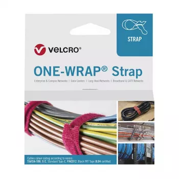 VELCRO One-Wrap 20x230mm 25-Pack Black Fire Retardant Cable Ties VEL-OW64602