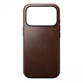 Coque NOMAD Modern Leather pour iPhone 17 Pro - cuir Horween Rustic Brown avec MagSafe