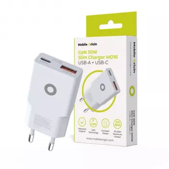 Chargeur slim Mobile Origin 30W TÜV MO16 USB-A + USB-C