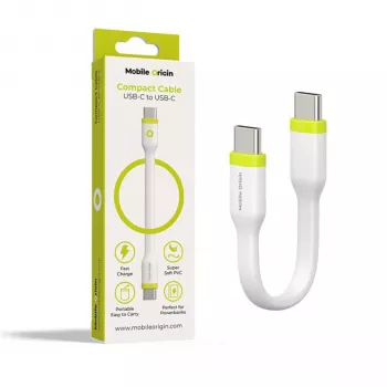 Mobile Origin câble compact USB-C vers USB-C blanc 10 cm