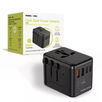 Adaptateur de voyage GaN Mobile Origin 35W PW4 EU/UK/US/AUS 3C+2A