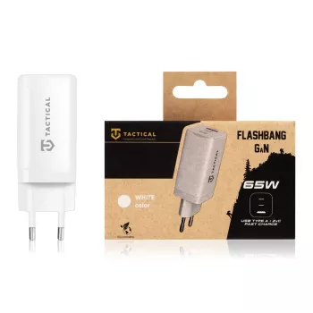 Adaptateur Tactical FlashBang GaN blanc chargeur USB-C 65W
