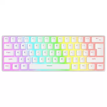 Clavier mécanique gaming Rampage Radiant K11 60 %, blanc, switch bleu, RGB