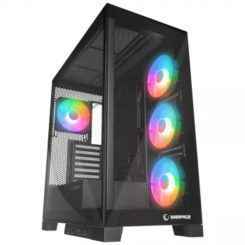 Boîtier PC moyen tour Rampage Hydra V2 avec 4 ventilateurs ARGB 120mm, verre trempé, noir