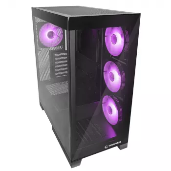 Boîtier PC moyen tour Rampage Hydra V2 avec 4 ventilateurs ARGB 120mm, verre trempé, noir