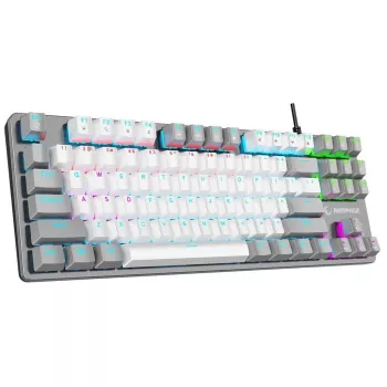 Clavier gaming mécanique Rampage Snug RGB KRGD Red, blanc-gris, disposition 60 %, filaire USB-C