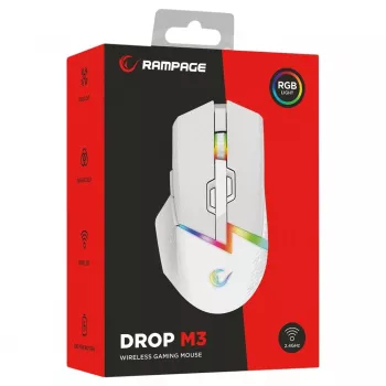 Souris gaming sans fil Rampage Drop M3 V2 24000 DPI 1000 Hz blanche