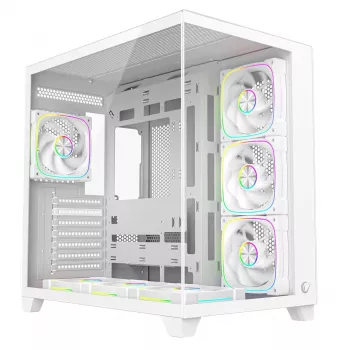 Boîtier PC moyen tour RAMPAGE SEALITE-WHITE avec verre trempé, 7 ventilateurs ARGB PWM, blanc