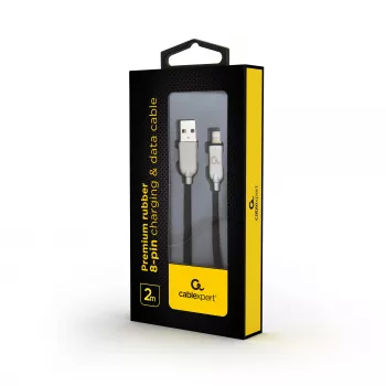 Câble Gembird USB-A vers Lightning 2 m noir Premium Rubber