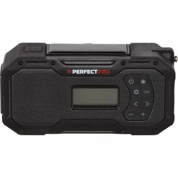 Radio d'urgence PerfectPro E-100 avec panneau solaire, manivelle, lampe torche LED, power bank, AM/FM, IPX3